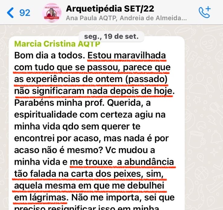 Depoimento de Márcia Cristina sobre a leitura do Baralho Cigano
