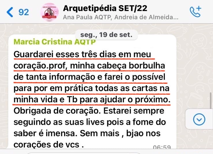 Segundo depoimento de Márcia Cristina